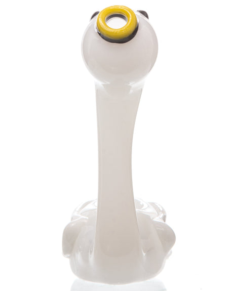 Chameleon Glass Swan Sherlock Pipe in Borosilicate Glass, Front View on White Background