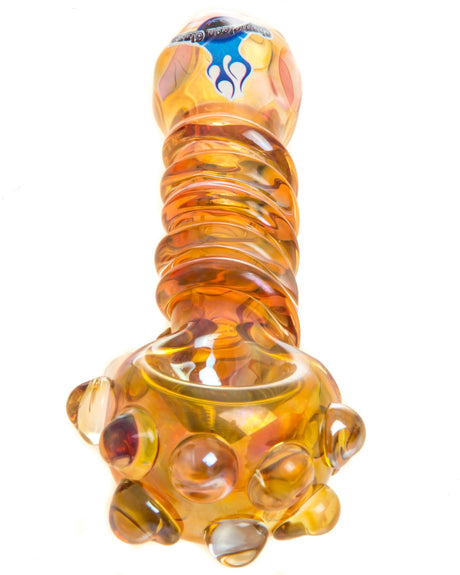 Chameleon Glass Tangerine Dream Glass Pipe with Orange Swirls and Textured Grip