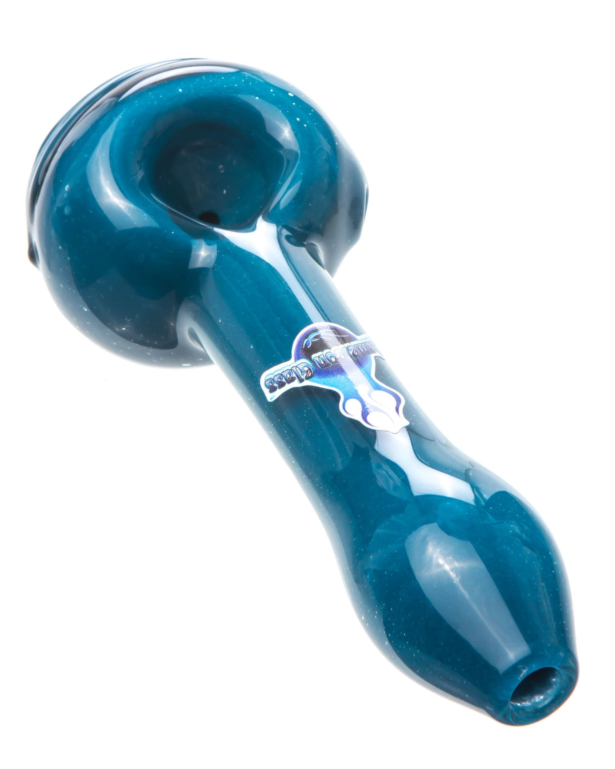 Chameleon Glass Teal Cyclops Pipe - Borosilicate Glass Hand Pipe Side View