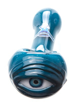 Chameleon Glass Teal Cyclops Pipe in Borosilicate Glass - Front View