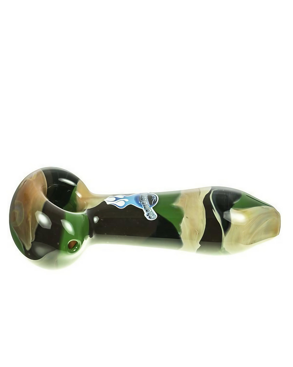 Chameleon Glass Warrior Camouflage Hand Pipe, Borosilicate Glass, Side View