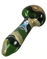 Chameleon Glass Warrior Camouflage Hand Pipe, Borosilicate Glass, Angled Side View