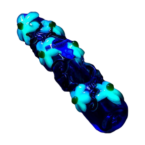 Chameleon Glass Worked Flower Pot Mini Steamroller in Fumed - Angled View