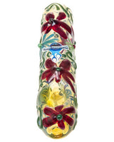 Chameleon Glass Mini Steamroller with Worked Flower Design - Top View