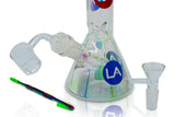 LA Pipes Champagne Glass Disco Beaker Bong with Colorful Accents - Front View