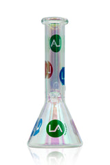 LA Pipes Champagne Glass Disco Beaker Bong, 8" with Colorful Accents - Front View