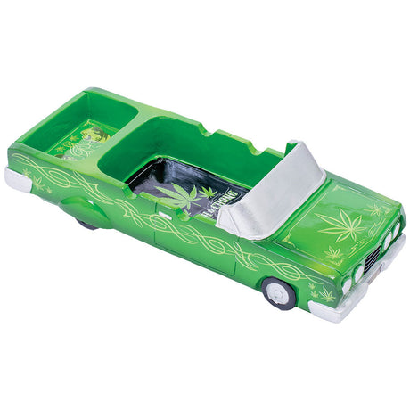 Cheech & Chong 50th Anniversary Lowrider Ashtray with cannabis leaf design - Top View