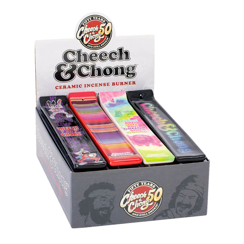 Cheech & Chong 50th Anniversary Ceramic Incense Burners in Display Box - Front View