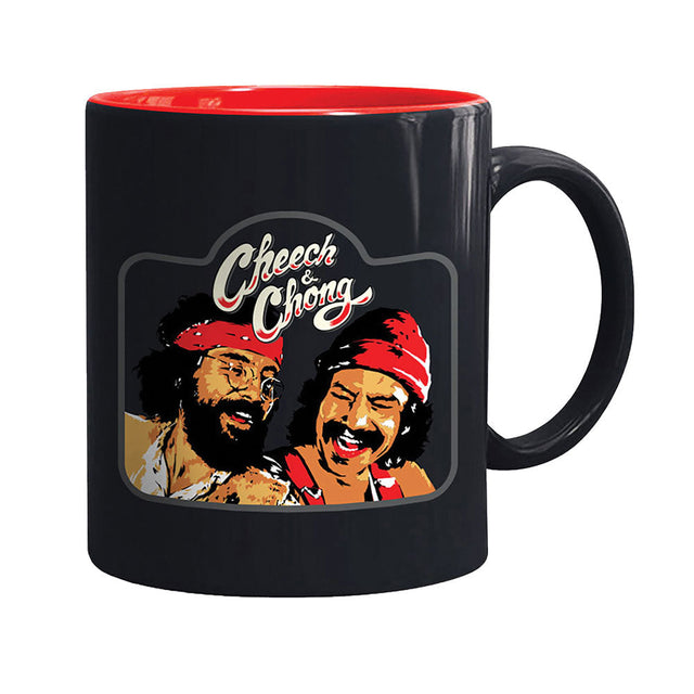 Cheech & Chong Ceramic Mug Pipe - Front View with Laughing Friends Design