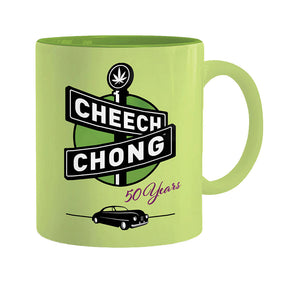 Cheech & Chong 50 Years Ceramic Mug Pipe in Lime Green with Logo - Front View