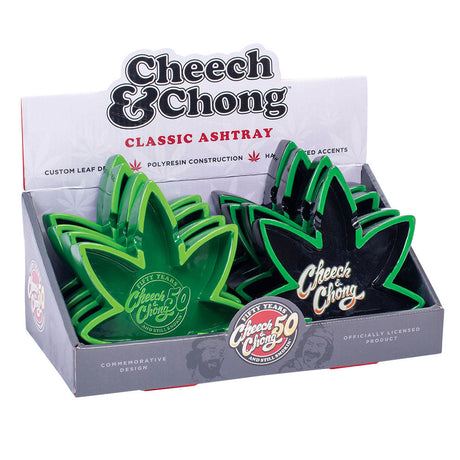 Cheech & Chong Classic Leaf Ashtrays, 8-pack, polyresin with red accents, front view