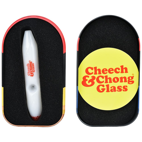 Cheech & Chong Glass Labrador Joint Hand Pipe in Collectible Tin Case | 6"