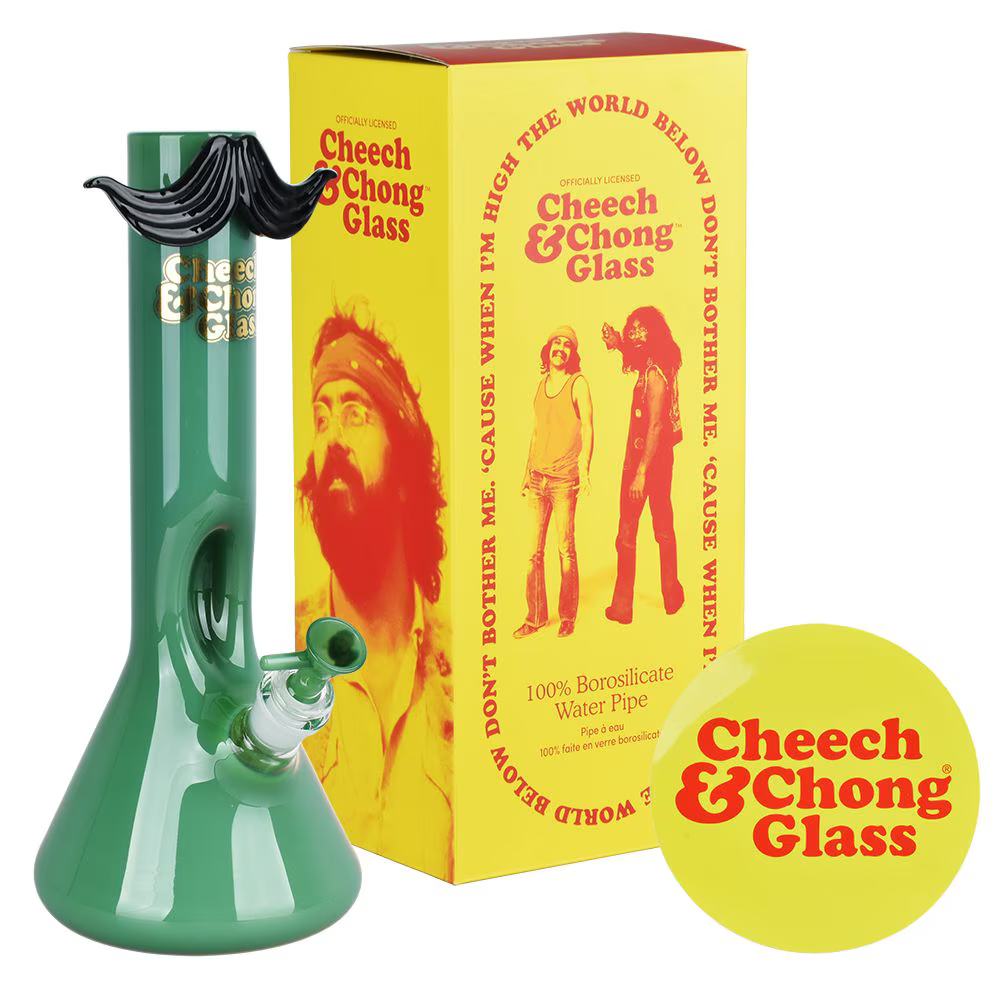Cheech & Chong Glass Moustache Ride Beaker Water Pipe | Jade Green | 1 ...