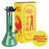 Cheech & Chong Glass Moustache Ride Beaker Water Pipe | Jade Green | 12" | 14mm F | Licensed Gift Box Included