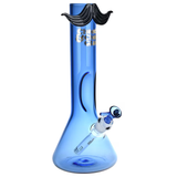 Cheech & Chong Glass Moustache Ride Beaker Water Pipe | Sapphire Blue | 12" | 14mm F | Licensed Gift Box Included