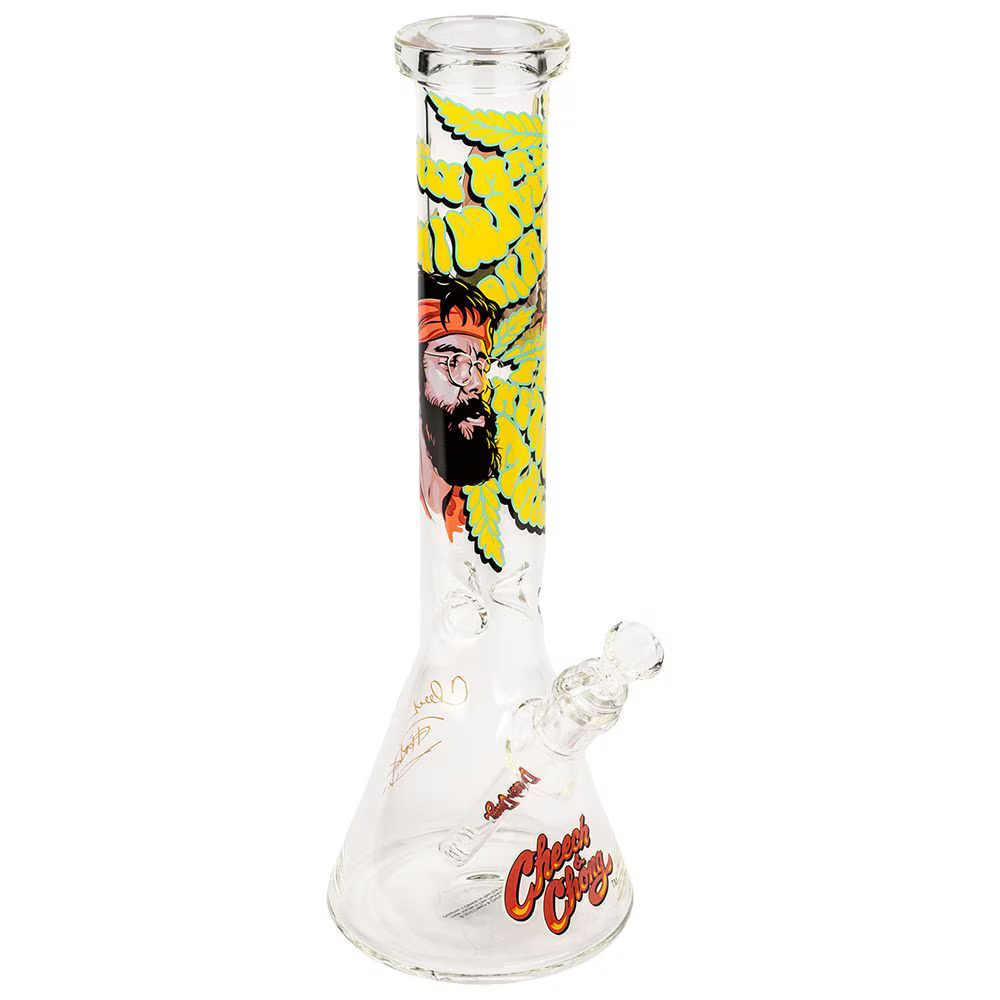 Cheech & Chong Glass Parked Beaker Water Pipe | 15" | 14mm F | Licensed Gift Box Included