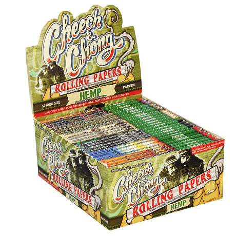 Cheech & Chong King Size Hemp Rolling Papers Display Box Open Front View