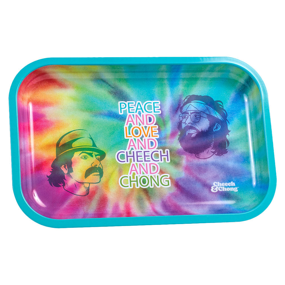 Cheech & Chong Metal Rolling Tray - Peace & Love – DankGeek