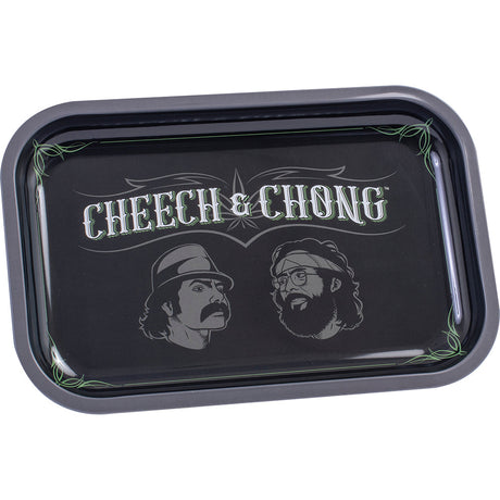 Cheech & Chong Metal Rolling Tray - Pinstripes Design, 11" x 7" Size, Top View