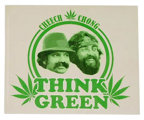 Cheech & Chong "Think Green" novelty sticker with iconic duo and cannabis leaf design