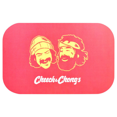 Pulsar Cheech & Chong Magnetic Rolling Tray Lid, Red with Iconic Faces, 11"x7" Top View