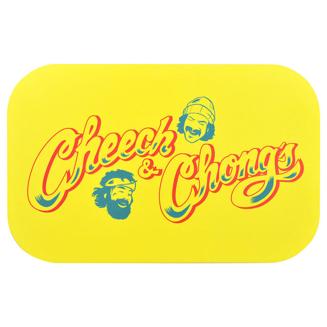 Pulsar Cheech & Chong Magnetic Rolling Tray Lid with Yellow Logo, Medium 11" x 7" Top View