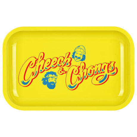 Pulsar Cheech & Chong Yellow Metal Rolling Tray, 11" x 7", Medium Size, Top View