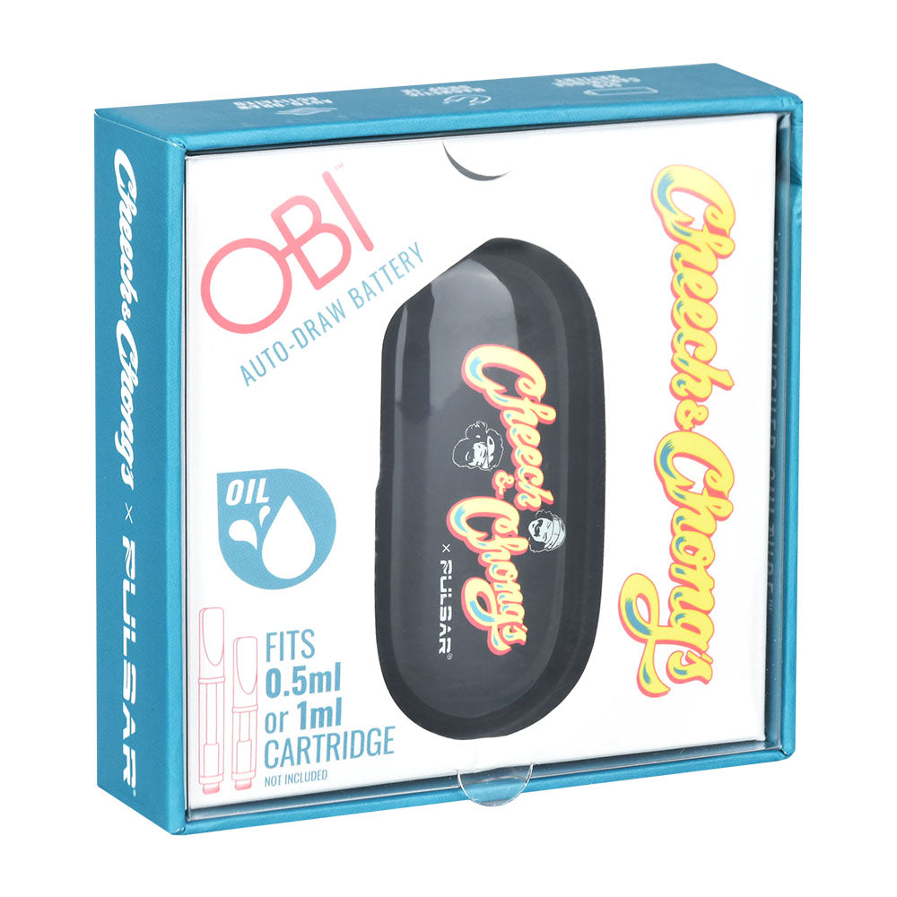Pulsar Obi Auto-Draw Battery with Cheech & Chong branding, 650mAh, black, in packaging