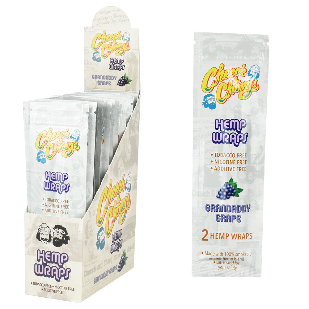 Cheech & Chong's Grandaddy Grape Hemp Wraps, 2-pack in 25pc display box, tobacco-free blunt wraps