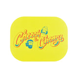 Pulsar Mini Metal Rolling Tray with Cheech & Chong Yellow Logo, 7"x5.5", Top View