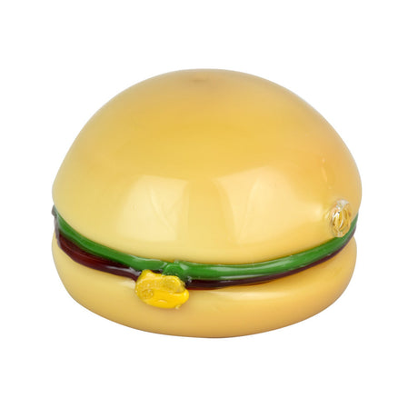 Borosilicate Glass Cheeseburger Pipe Front View - Novelty 3.25" Hand Pipe