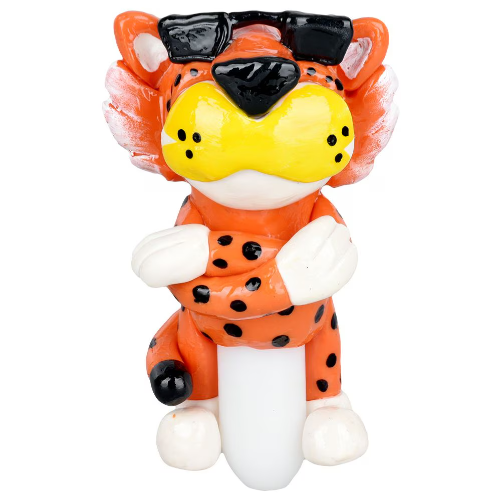 Cheezy Cheetah 3D Painted Glass Spoon Pipe | 5.5
