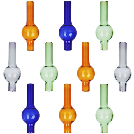 Pack of ten 20mm straight tube bubble carb caps with directional airflow for dabbing concentrates