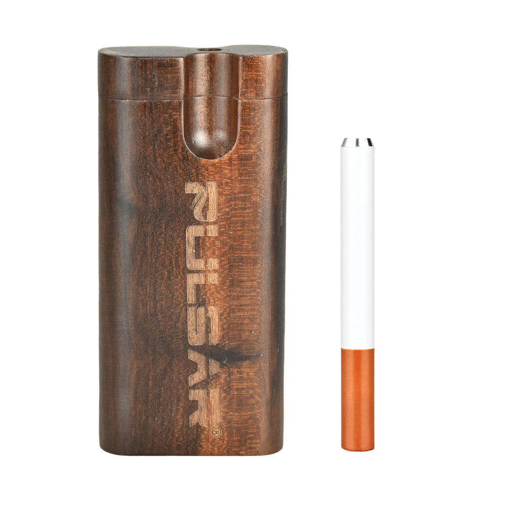 Pulsar Cherry Wood Straight Dugout with One-Hitter, Front View, Portable Design for Dry Herbs