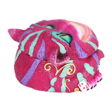 Cheshire polyresin stash jar for herb, coins or keys, a whimsical Alice in Wonderland style desk piece