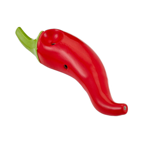 6" Chili Pepper Ceramic Pipe for Dry Herbs, Assorted Colors, Angled Side View