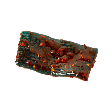 Close-up of Chilli Bomba Double Sour Belts 8oz with vibrant colors on white background