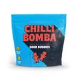 Chilli Bomba Sour Buddies 8oz candy bag front view on a seamless white background