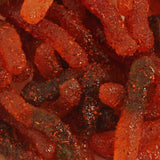 Close-up of Chilli Bomba Spicy Gummy Worms 8oz with a tantalizing texture