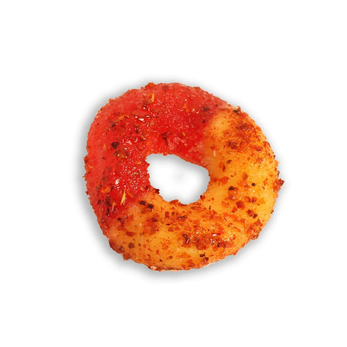 Chilli Bomba Spicy Peach Rings 8oz - Top View on White Background