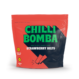 CHILLY BOMBA Strawberry Belts 8oz package, front view on a white background