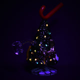 Glow-in-the-dark Christmas Tree Glass Rig with Candy Cane accent, 7.25" height, front view