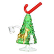 Festive Christmas Tree Glass Dab Rig with Candy Cane Mouthpiece - 7.25" Borosilicate