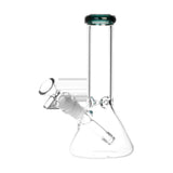 Classic 8" Glass Beaker Water Pipe with 45 Degree Joint, Borosilicate Glass, Front View
