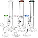 Assorted 9.5-inch Classic Straight Tube Water Pipes in Borosilicate Glass with Colored Accents