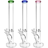 9.5-inch Classic Straight Tube Water Pipes in Borosilicate Glass, Front View, with Colored Accents