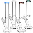 Set of Classic Straight Tube Water Pipes, 9.5-inch, Borosilicate Glass, with Colored Accents