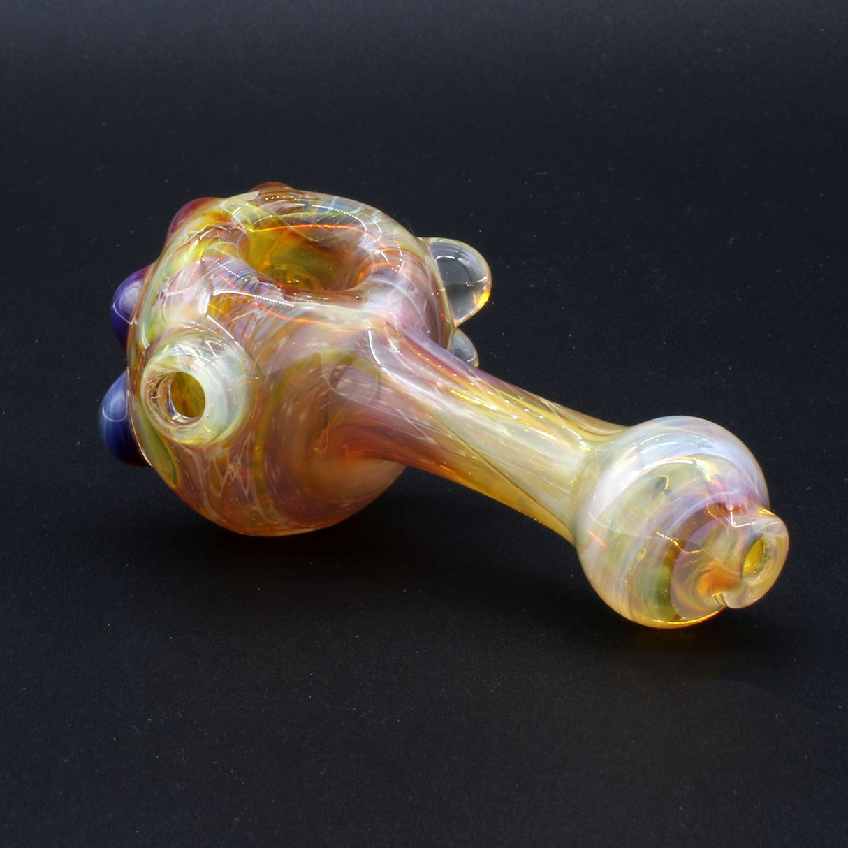 Clayball Glass "Amber Flame Nebula" Heady Spoon Hand-Pipe, USA-made with Borosilicate Glass
