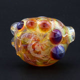 Clayball Glass "Amber Flame Nebula" Heady Spoon Hand-Pipe, USA-made borosilicate glass, top view