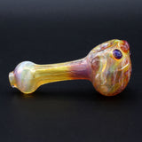 Clayball Glass "Amber Flame Nebula" Heady Spoon Pipe, Borosilicate, Side View